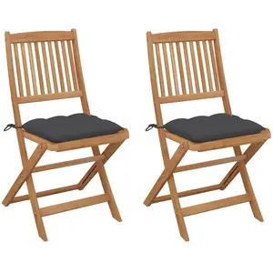 vidaXL Chaises pliables de jardin 2 pcs avec coussins Bois d'acacia pas cher