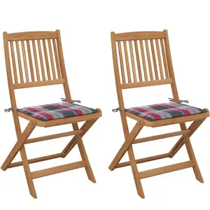 vidaXL Chaises pliables de jardin lot de 2 avec coussins Bois d'acacia pas cher