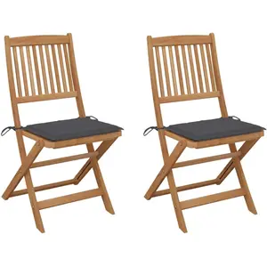 vidaXL Chaises pliables de jardin 2 pcs avec coussins Bois d'acacia pas cher