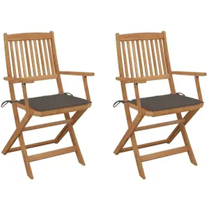 vidaXL Chaises pliables de jardin 2 pcs avec coussins Bois d'acacia pas cher