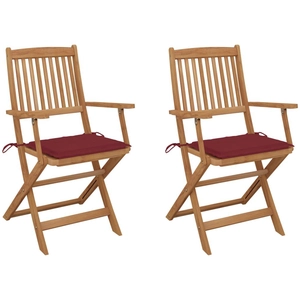 vidaXL Chaises pliables de jardin 2 pcs avec coussins Bois d'acacia pas cher