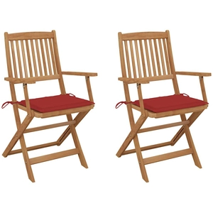 vidaXL Chaises pliables de jardin 2 pcs avec coussins Bois d'acacia pas cher