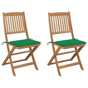 vidaXL Chaises pliables de jardin 2 pcs avec coussins Bois d'acacia pas cher