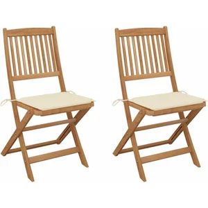 Non communiqué vidaXL Chaises pliables de jardin 2 pcs avec coussins Bois d'acacia pas cher