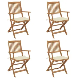 vidaXL Chaises pliables de jardin 4 pcs avec coussins Bois d'acacia pas cher