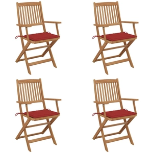 vidaXL Chaises pliables de jardin 4 pcs avec coussins Bois d'acacia pas cher