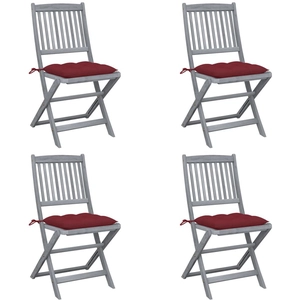 vidaXL Chaises pliables d'extérieur 4 pcs avec coussins Bois d'acacia pas cher