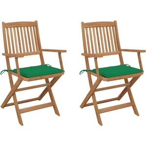 vidaXL Chaises pliables de jardin 2 pcs avec coussins Bois d'acacia pas cher