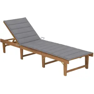 vidaXL Chaise longue pliable avec coussin Bois d'acacia solide pas cher