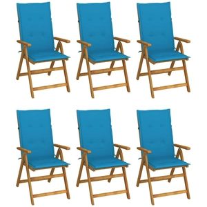 vidaXL Chaises pliables de jardin 6 pcs avec coussins Bois d'acacia pas cher