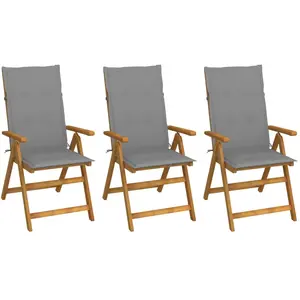 Comparateur de prix : vidaXL Chaises pliables de jardin lot de 3 avec coussins Bois d'acacia