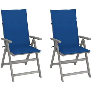 vidaXL Chaises inclinables de jardin lot de 2 et coussins Bois acacia pas cher