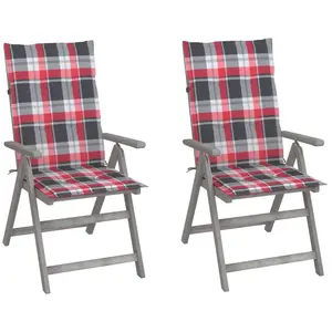 vidaXL Chaises inclinables de jardin 2 pcs avec coussins Bois d'acacia pas cher