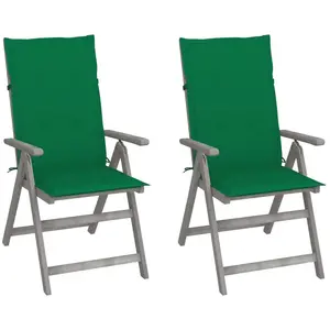 vidaXL Chaises inclinables de jardin 2 pcs avec coussins Bois d'acacia pas cher