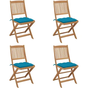 vidaXL Chaises pliables de jardin 4 pcs avec coussins Bois d'acacia pas cher