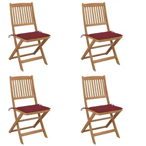 vidaXL Chaises pliables de jardin 4 pcs avec coussins Bois d'acacia pas cher