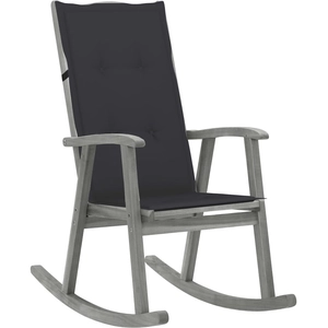 vidaXL Chaise à bascule avec coussins Gris Bois d'acacia massif pas cher