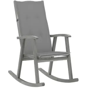 vidaXL Chaise à bascule avec coussins Gris Bois d'acacia massif pas cher