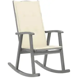 vidaXL Chaise à bascule avec coussins Gris Bois d'acacia massif pas cher