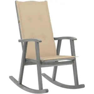 vidaXL Chaise à bascule avec coussins Gris Bois d'acacia massif pas cher