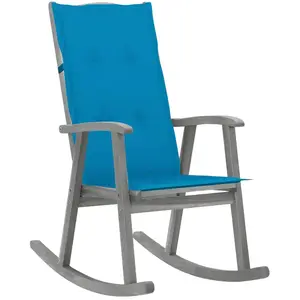 Comparateur de prix : vidaXL Chaise à bascule avec coussins Gris Bois d'acacia massif