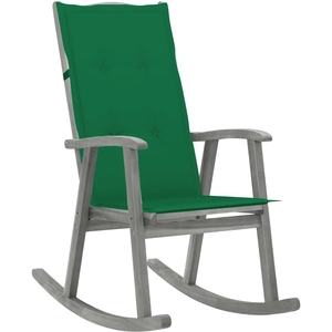 vidaXL Chaise à bascule avec coussins Gris Bois d'acacia massif pas cher