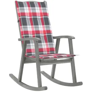 vidaXL Chaise à bascule avec coussins Gris Bois d'acacia massif pas cher