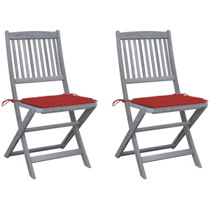 vidaXL Chaises pliables d'extérieur lot de 4 et coussins Bois d'acacia pas cher