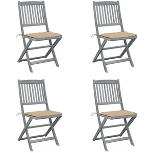 vidaXL Chaises pliables d'extérieur 4 pcs avec coussins Bois d'acacia pas cher