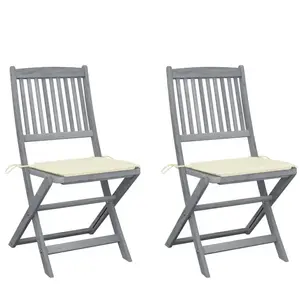 vidaXL Chaises pliables d'extérieur 2 pcs avec coussins Bois d'acacia pas cher