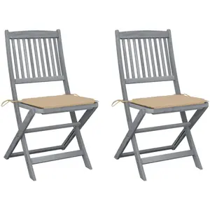vidaXL Chaises pliables d'extérieur 2 pcs avec coussins Bois d'acacia pas cher