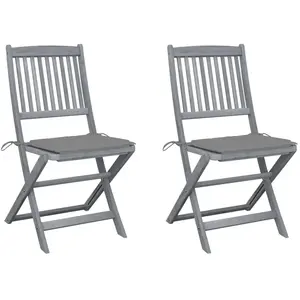 vidaXL Chaises pliables d'extérieur 2 pcs avec coussins Bois d'acacia pas cher