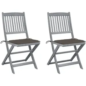 vidaXL Chaises pliables d'extérieur 2 pcs avec coussins Bois d'acacia pas cher