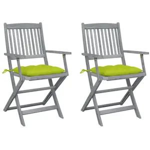 vidaXL Chaises pliables d'extérieur 2 pcs avec coussins Bois d'acacia pas cher