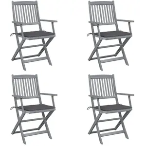 vidaXL Chaises pliables d'extérieur 4 pcs avec coussins Bois d'acacia pas cher