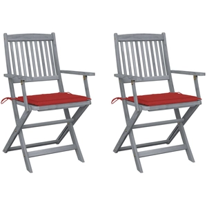 vidaXL Chaises pliables d'extérieur lot de 4 et coussins Bois d'acacia pas cher