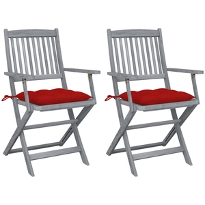 vidaXL Chaises pliables d'extérieur 2 pcs avec coussins Bois d'acacia pas cher