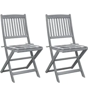 vidaXL Chaises pliables d'extérieur lot de 2 et coussins Bois d'acacia pas cher