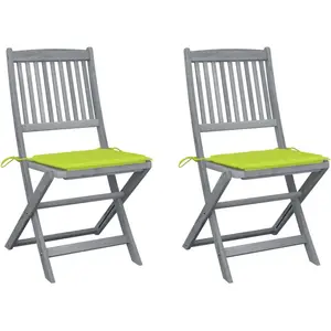 vidaXL Chaises pliables d'extérieur lot de 2 et coussins Bois d'acacia pas cher