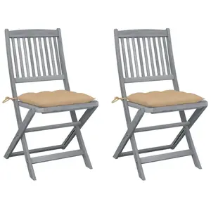 vidaXL Chaises pliables d'extérieur 2 pcs avec coussins Bois d'acacia pas cher