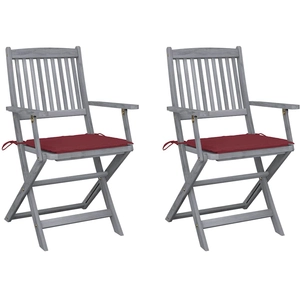 vidaXL Chaises pliables d'extérieur lot de 4 et coussins Bois d'acacia pas cher