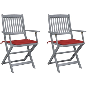 vidaXL Chaises pliables d'extérieur 2 pcs avec coussins Bois d'acacia pas cher