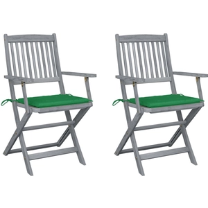 vidaXL Chaises pliables d'extérieur 2 pcs avec coussins Bois d'acacia pas cher