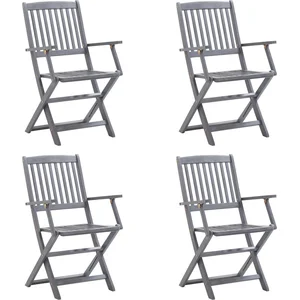 vidaXL Chaises pliables d'extérieur 4 pcs avec coussins Bois d'acacia pas cher