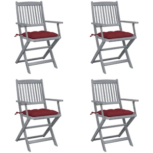 vidaXL Chaises pliables d'extérieur 4 pcs avec coussins Bois d'acacia pas cher
