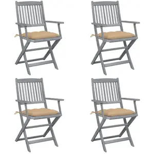 vidaXL Chaises pliables d'extérieur 4 pcs avec coussins Bois d'acacia pas cher