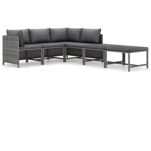 vidaXL Salon de jardin 6 pcs avec coussins Résine tressée Gris pas cher