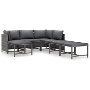 vidaXL Salon de jardin 7 pcs avec coussins Résine tressée Gris pas cher