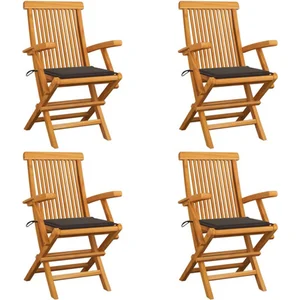 vidaXL Chaises de jardin avec coussins taupe 4 pcs Bois de teck massif pas cher