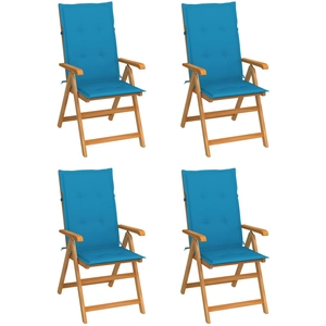 vidaXL Chaises de jardin 6 pcs avec coussins bleu Bois de teck pas cher